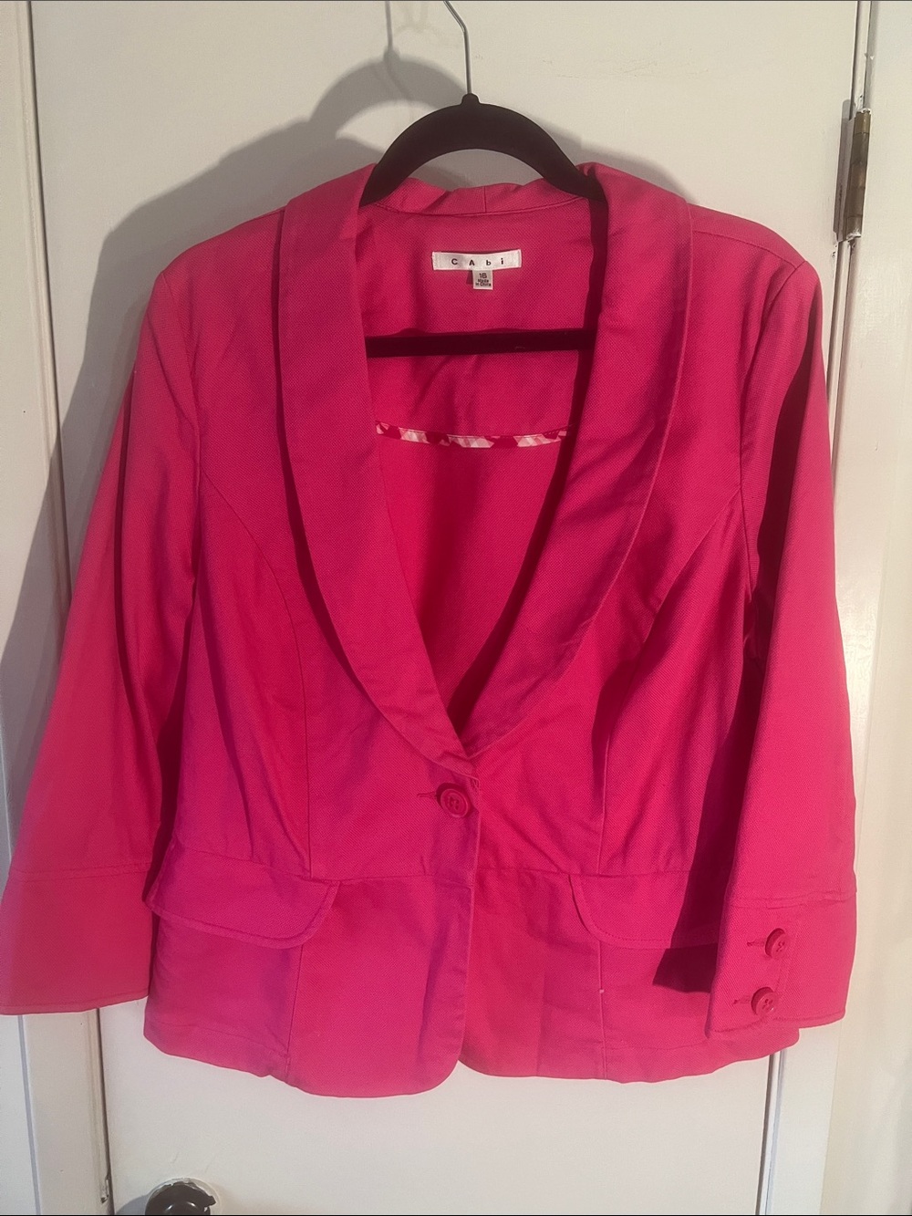 CAbi Bright Pink Women's Shawl-Collar Blazer